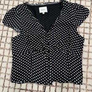Reformation Black and White Polka Dot Blouse